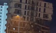 Ağır hasarlı bina göz açıp kapayana dek yıkıldı