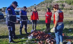 Yol kenarına atılan 100 kilo bozuk sucuk imha edildi  