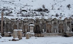 Sagalassos Antik Kenti kar yağışıyla beyaza büründü