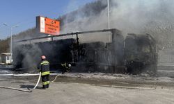 Samsun'da karton yüklü tır yandı