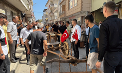 Bursa'da damat öküz arabası çekti