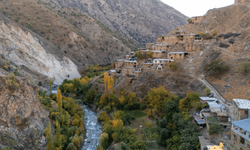 Bitlis'teki taş evler, sonbahar manzarasıyla mest ediyor