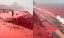 'Kızıl Sahil' adının hakkını verdi! Deniz suyunun rengi yağışın ardından kızıla döndü