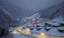 Beyaza bürünen turizm cenneti Ayder havadan görüntülendi