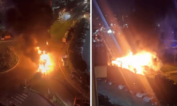 Park halindeki İETT otobüsü cayır cayır yandı