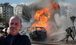 Alev topuna dönen araçtan kedisiyle birlikte son anda çıktı