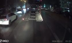 Bolu'da seyir halindeki çekiciden otomobil böyle düştü