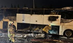 İstanbul'da şehirlerarası yolcu otobüsü küle döndü