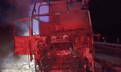 Samsun'da seyir halindeki ahşap yüklü tır yandı