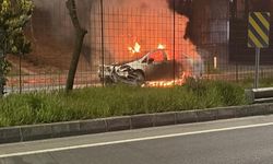 Tekirdağ'da otomobil alev topuna döndü