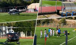 Çocuklar maç yaparken stadyuma helikopter indi! Olay büyük tepki çekti