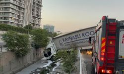 Tır yol kenarındaki dereye uçtu: 1 yaralı
