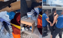 Arka koltukta battaniyenin altına gizlenen şüphelinin 7 yıl 6 ay hapis cezasıyla arandığı ortaya çıktı