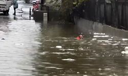 İstanbul'da şaşkına çeviren görüntü! Rögarı açmak için boynuna kadar suya girdi