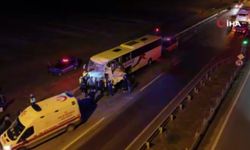 Edirne'de tur otobüsü nar yüklü tır ile çarpıştı: Yaralılar var