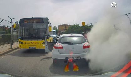 Bıçaklı saldırgana karşı kendini yangın tüpüyle korudu