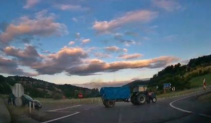 Kavşakta ölümle burun buruna! Sürücünün refleksi faciayı önledi