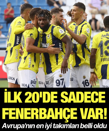 İlk 20'de sadece Fenerbahçe var! Avrupa'nın en iyi takımları belli oldu