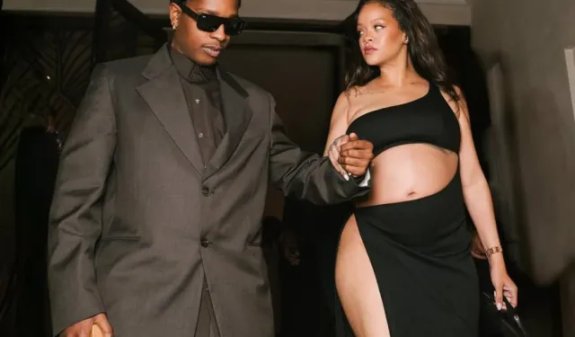 Hamileliğe rağmen şıklığından ödün yok! Rihanna’dan cesur gece kombini