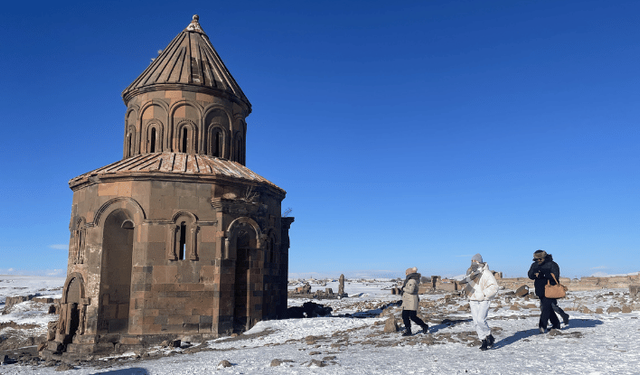 Kars'taki Ani Ören Yeri, beyaza büründü