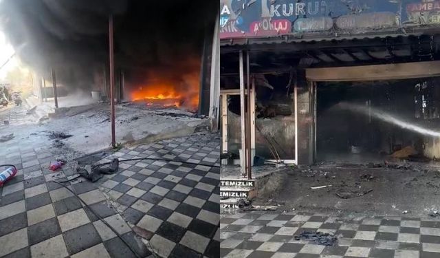 Oto tamir dükkanı ve 2 araç çıkan yangında küle döndü