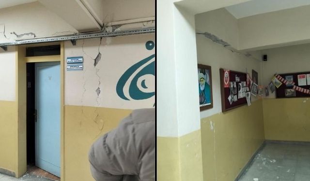 Tokat'taki 5.5 büyüklüğündeki deprem sonrası okulda çatlaklar oluştu