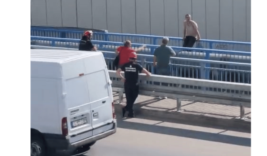 İntihar için üst geçide çıktı, E-5'i kilitledi