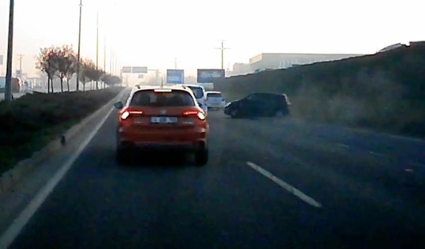 Makas terörü kamerada! Otomobil takla attı, sürücü ölümden döndü