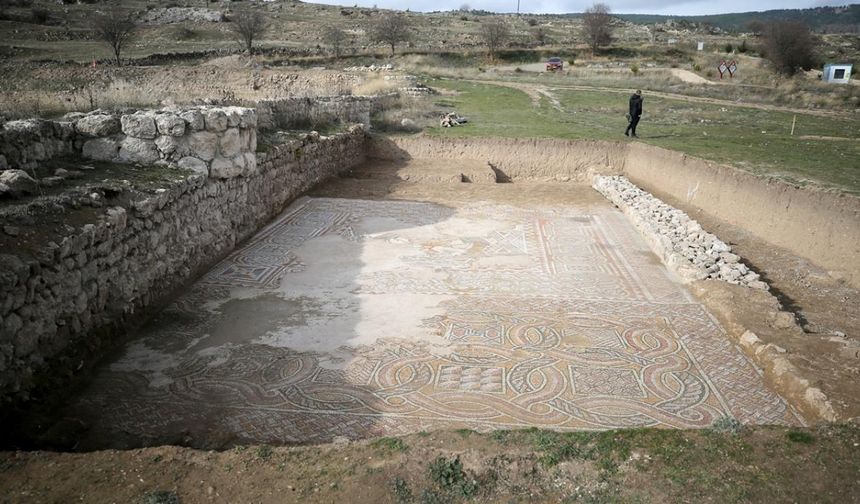Karabük'te zemini mozaiklerle süslenmiş kabul salonu gün yüzüne çıkarıldı