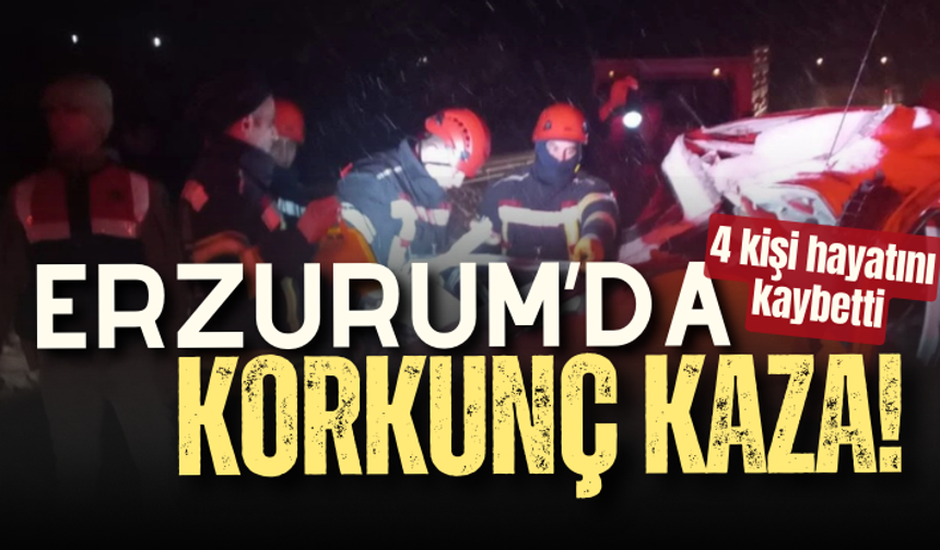 Erzurum'da feci kaza! 4 kişi hayatını kaybetti