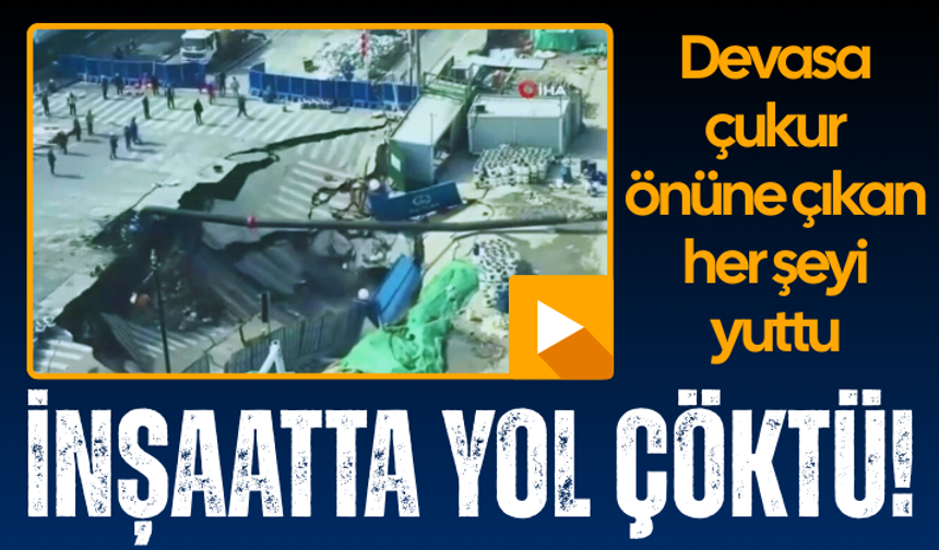 Çin'de metro inşaatında yol çöktü! Devasa çukur önüne çıkan her şeyi yuttu