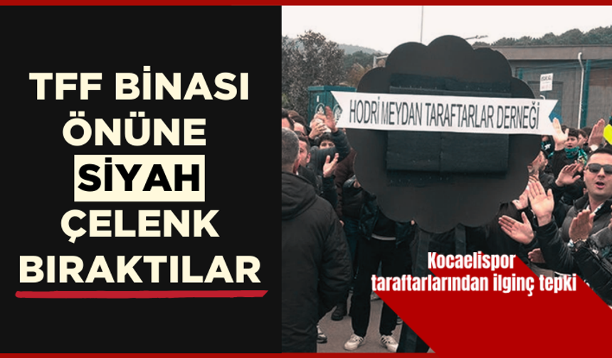 Kocaelispor taraftarlarından ilginç tepki: TFF binası önüne siyah çelenk bıraktılar
