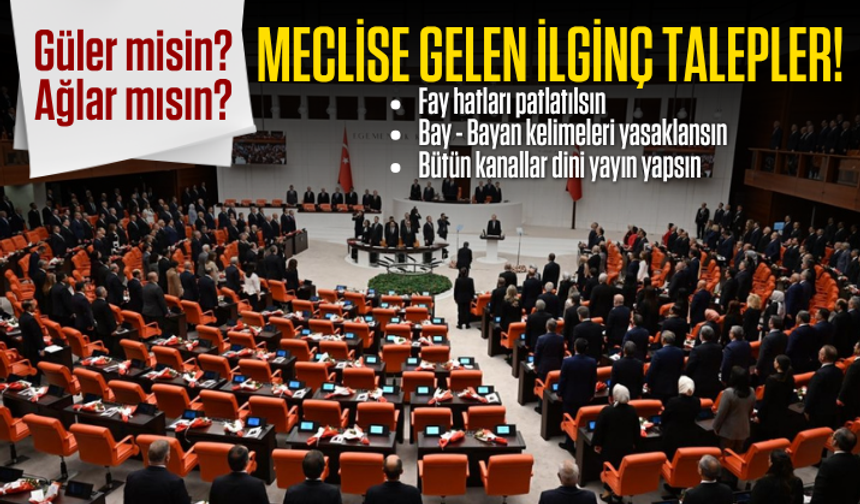TBMM'ye gelen ilginç dilekçe talepleri! Fay hatları patlatılsın...