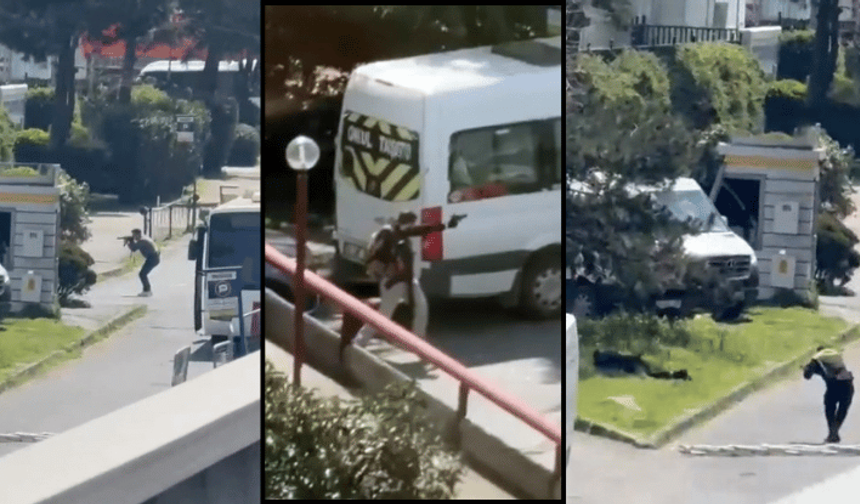 İsrail Konsolosluğu önündeki çatışma ve saldırganın etkisiz hale getirildiği anlar kamerada