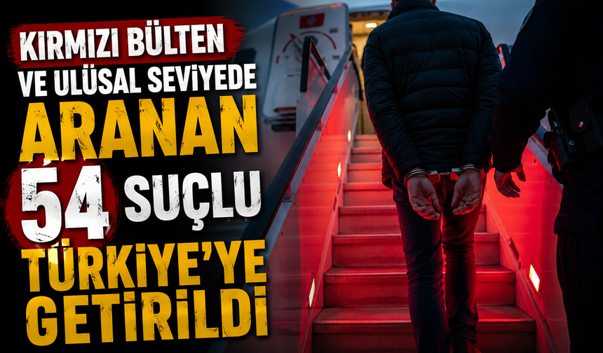 Kırmızı bülten ve ulusal seviyede aranan 54 suçlu Türkiye'ye getirildi