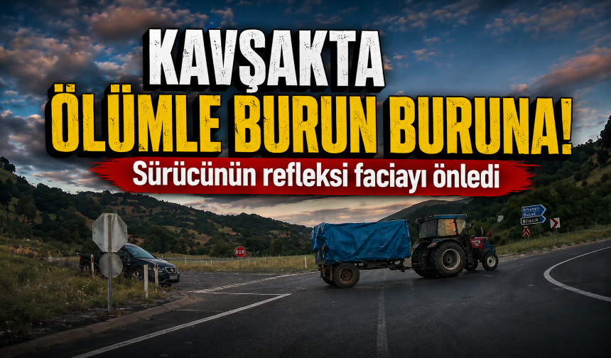 Kavşakta ölümle burun buruna! Sürücünün refleksi faciayı önledi