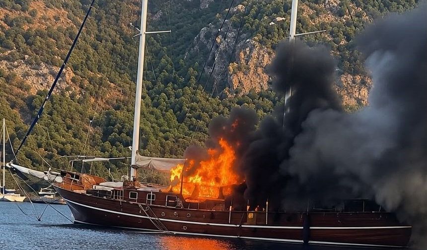 Göcek'te lüks tekne alev topuna döndü