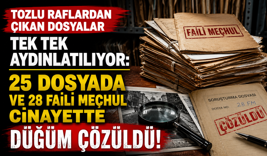 Tozlu raflardan çıkan dosyalar tek tek aydınlatılıyor: 25 dosyada ve 28 faili meçhul cinayette düğüm çözüldü!