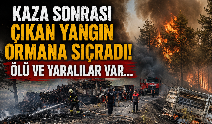 Kaza sonrası çıkan yangın ormana sıçradı! Ölü ve yaralılar var...