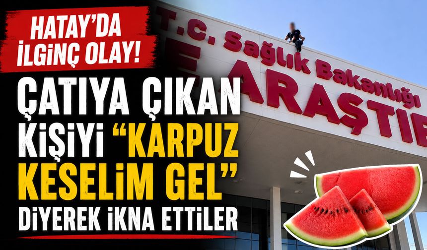 Hatay’da ilginç olay! Çatıya çıkan kişiyi “Karpuz keselim gel” diyerek ikna ettiler