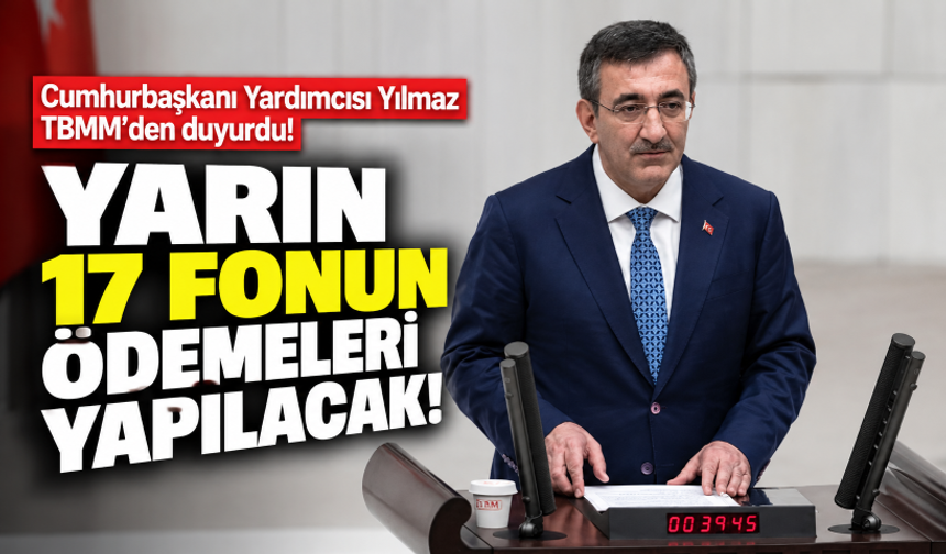Cumhurbaşkanı Yardımcısı Yılmaz TBMM'den duyurdu! Yarın 17 fonun ödemeleri yapılacak