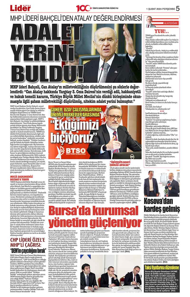 1 Ş U B A T L İ D E R G A Z E T E B U R S A 5