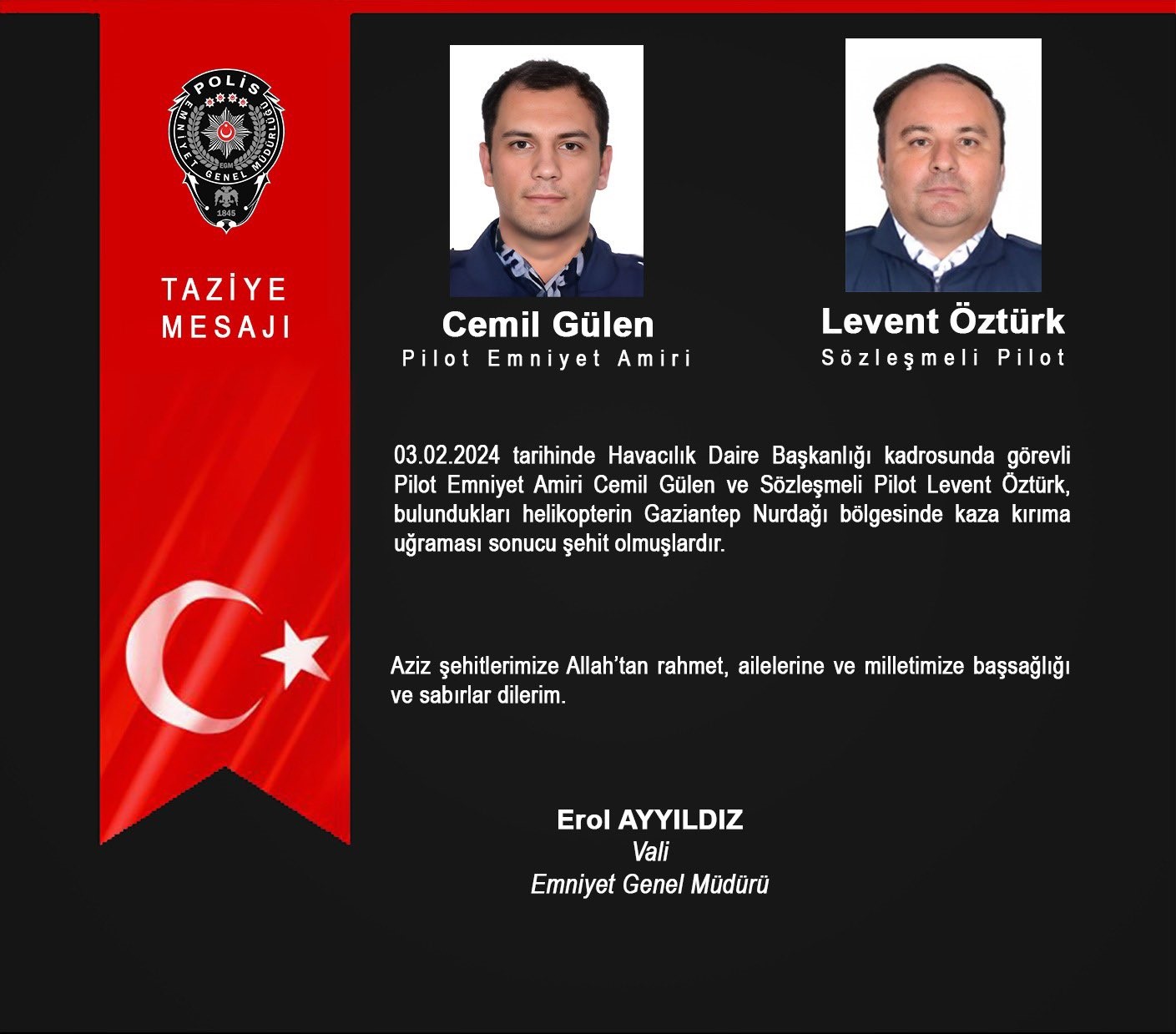 Şehit Pilot Emniyet Amiri Cemil Gülen Ve Sözleşmeli Pilot Levent Öztürk