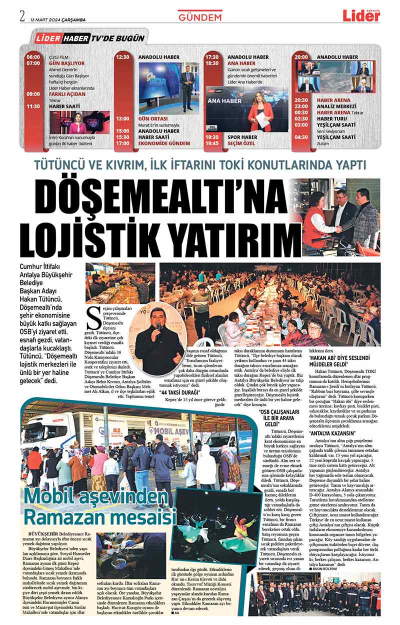 13 M A R T L İ D E R G A Z E T E A N T A L Y A 2