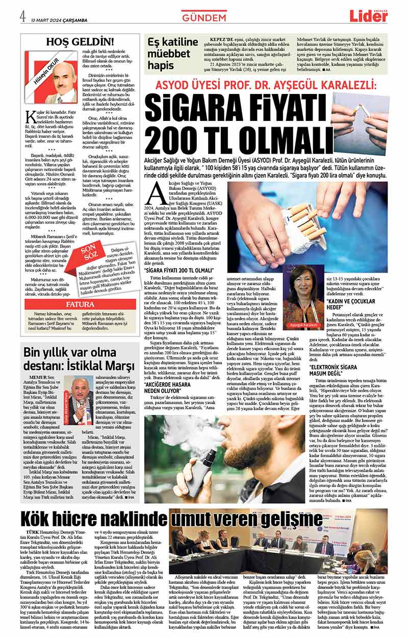 13 M A R T L İ D E R G A Z E T E A N T A L Y A 4