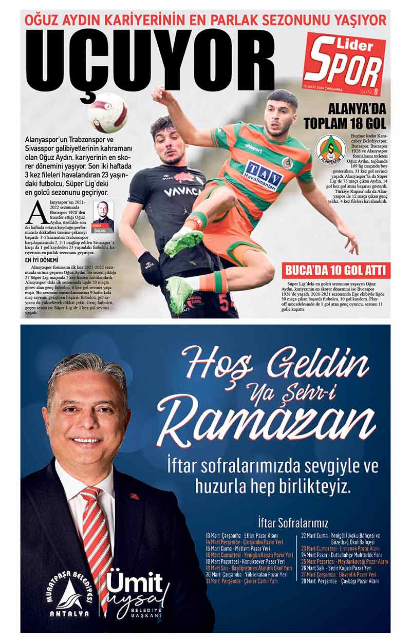 13 M A R T L İ D E R G A Z E T E A N T A L Y A 8