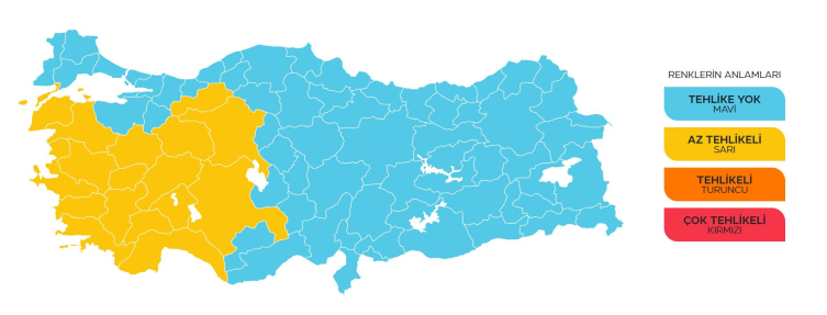 17 Il Için 'Sarı' Uyarı,Fırtınaya Dikkat