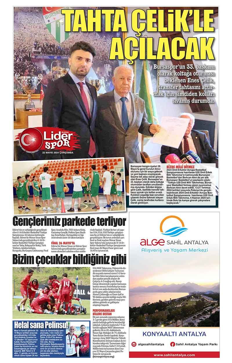 22 M A Y I S L İ D E R G A Z E T E B U R S A 4