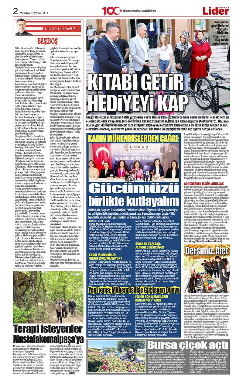 28 M A Y I S L İ D E R G A Z E T E B U R S A 2
