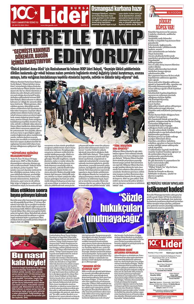 28 M A Y I S L İ D E R G A Z E T E B U R S A 3